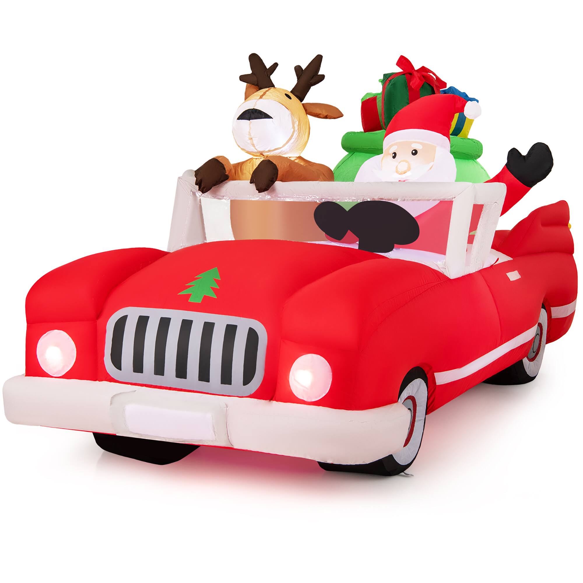 Alt View 9. Gymax - Gymax 7.7 FT Long Christmas Inflatables Lighted Xmas Inflatable Santa Claus - White.