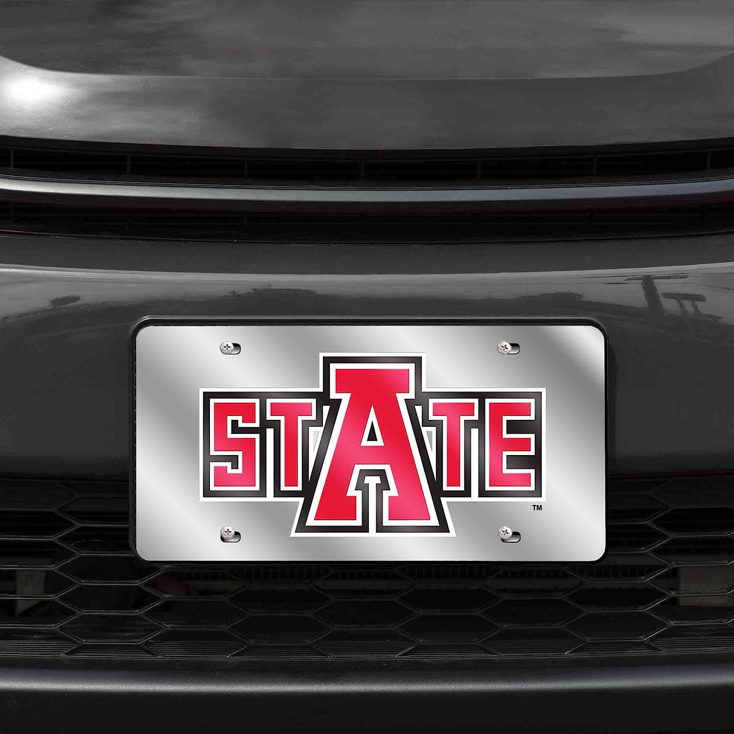 Alt View 1. Rico Industries - Arkansas State Red Wolves Mirrored Laser Cut License Plate Laser Tag - Multi.