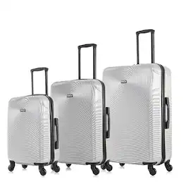 DUKAP - Inception Lightweight Hardside Spinner 3 Piece Luggage Set 20"/24"/28" - Silver