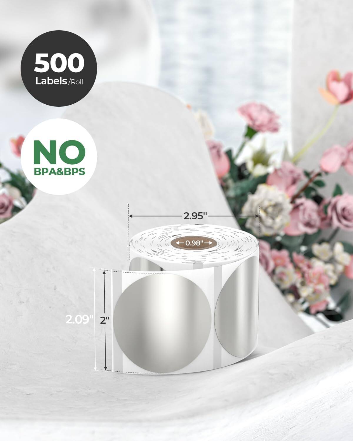 500 Labels/Roll  
NO BPA&BPS  
2.95" x 0.98"  
2.09" x 2"