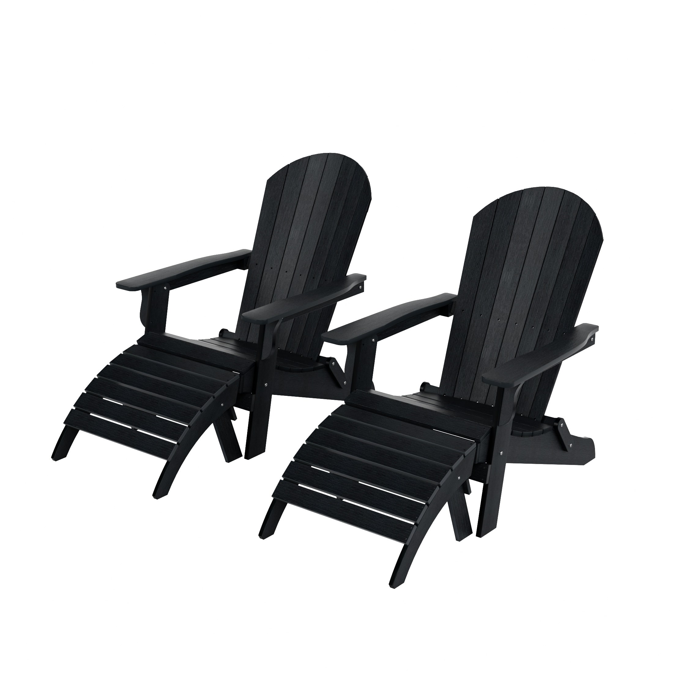 WestinTrends - Tuscany 4-Piece HIPS Outdoor Folding Adirondack Seashell Chair With Folding Ottoman (Set of 2) - Black price history on PriceWatchPro