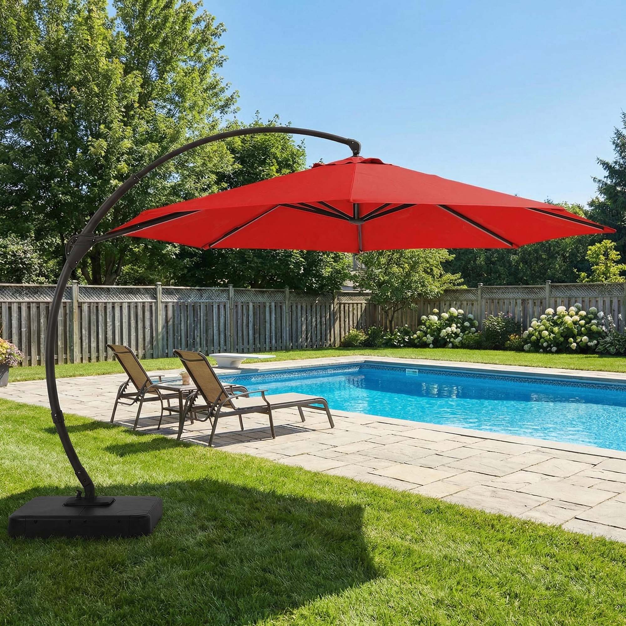 Alt View 4. Boyel Living - 11ft New Brick Red Luxury Cantilever Patio Umbrella UV Protection - Red.