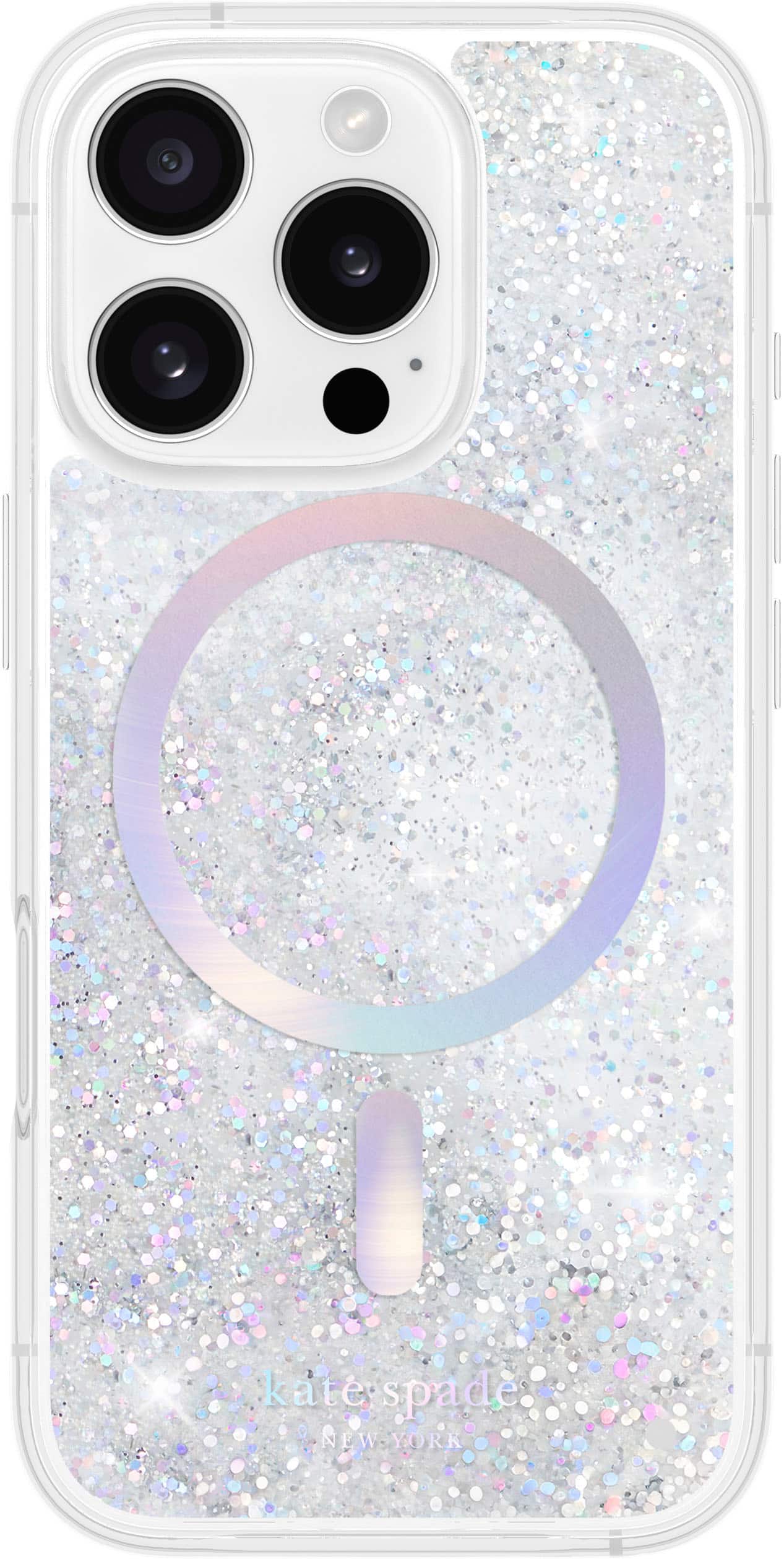 kate spade new york - Liquid Glitter Case with MagSafe for Apple iPhone 16 Pro - Opal Iridescent - Front_Zoom