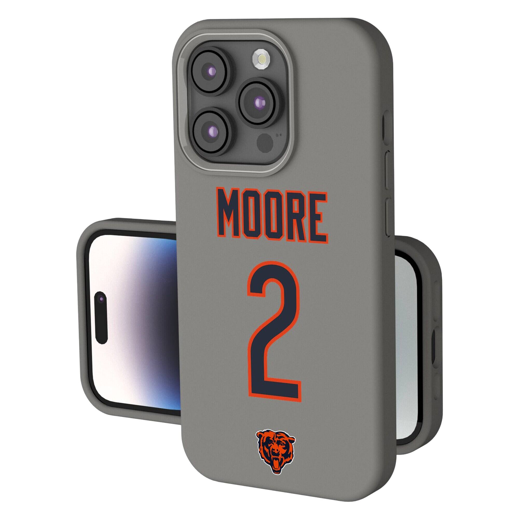 Front. Keyscaper - D.J. Moore Gray Chicago Bears Ready Soft Touch iPhone Case - 14 Plus - Gray.