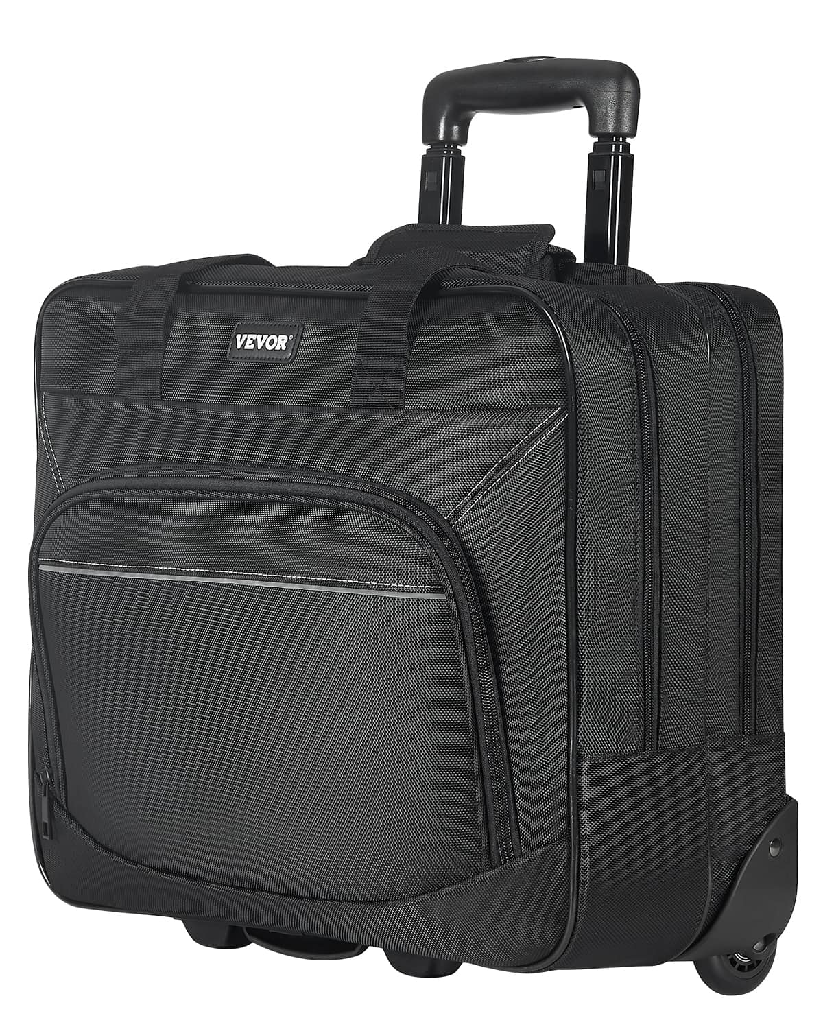 Front. VEVOR - Rolling Laptop Bag, Fits Up to 15.6 Inch Laptop, Wheeled Briefcase, Roller Computer Tote Bag - Black.