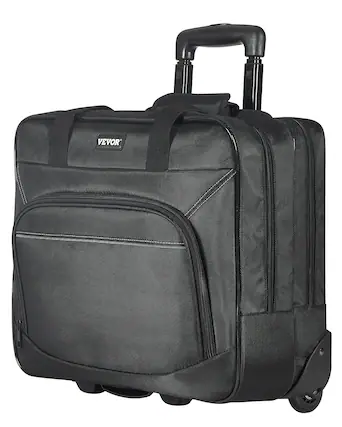 Front. VEVOR - Rolling Laptop Bag, Fits Up to 15.6 Inch Laptop, Wheeled Briefcase, Roller Computer Tote Bag - Black.
