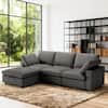 Front. Vipbear - Vipbear L-Shaped 100" Leather Modular Sectional Sofa with Storage Ottoman,3-Seater Solid Wood Frame,Gary - Gray-L.