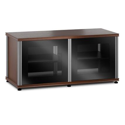 Front. Salamander Designs - Salamander Designs Synergy 221 Twin AV Cabinet (American Cherry with Black Glass & Aluminum Posts) - Cherry/Aluminum.