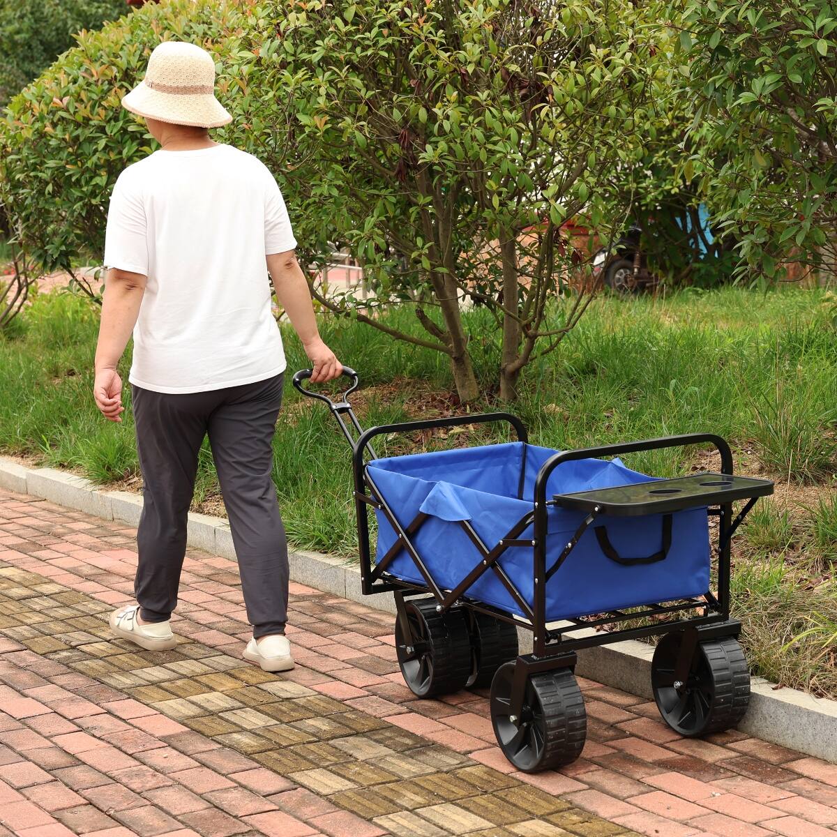 Alt View 9. Loheer - Loheer Folding Garden Wagon, Blue Collapsible Steel Utility Cart with 150 lb Capacity.