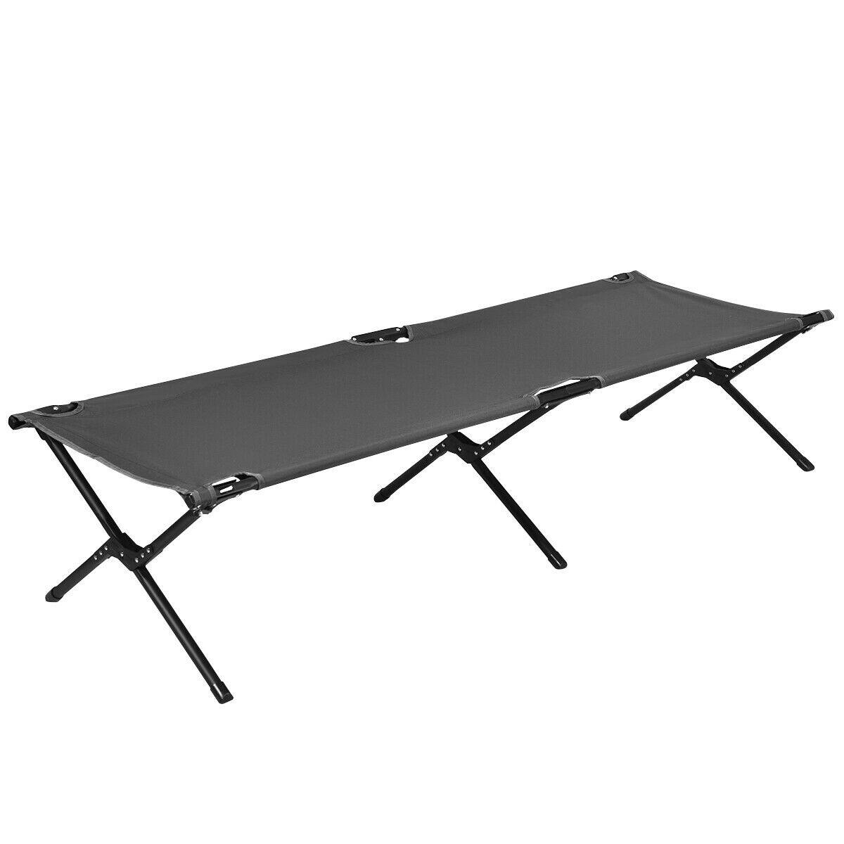 Front. Costway - Costway Folding Camping Cot & Bed Heavy-Duty for Adults Kids w/ Carrying Bag 300LBS - Grey.