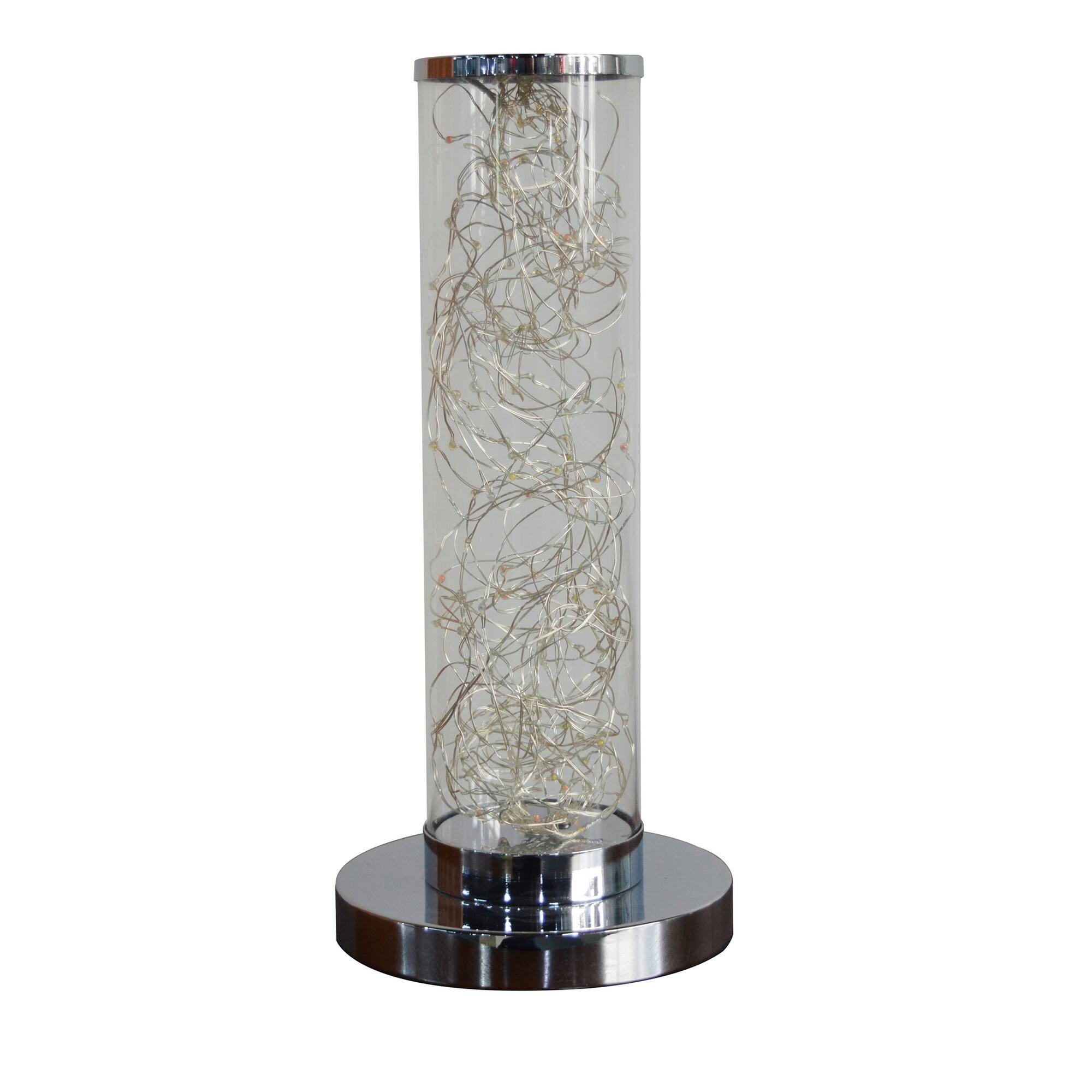 Front. Manhattan Lane - Column Table Lamp with Integrated Multicolored LED - Clear.