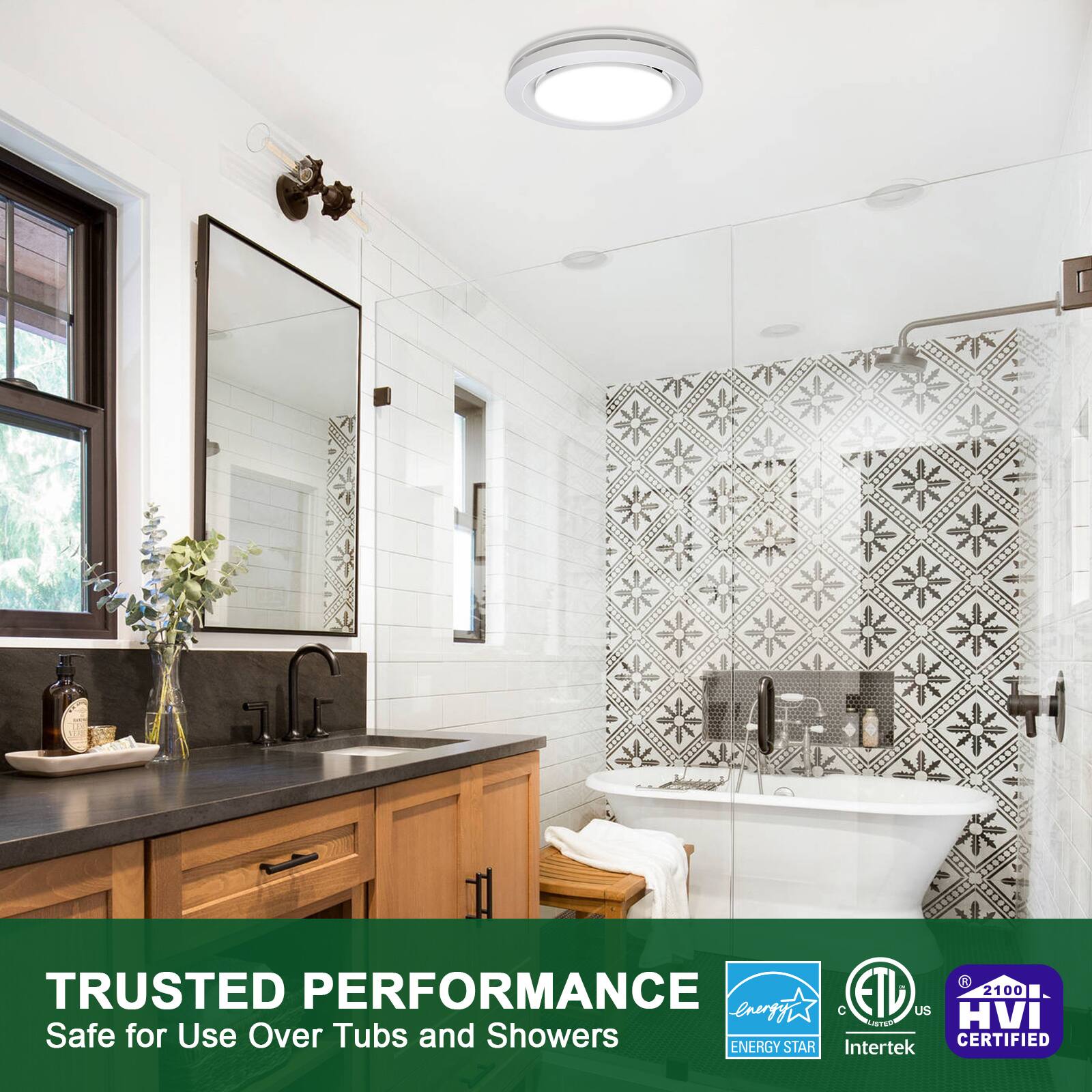 TRUSTED PERFORMANCE  
Safe for Use Over Tubs and Showers  

ENERGY STAR  
Intertek  
HVI CERTIFIED