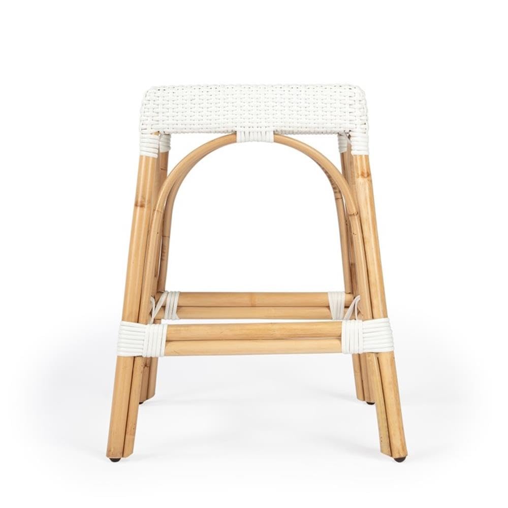 Alt View 1. Butler Specialty - Robias Rectangular Rattan 24.5" Counter Stool - Glossy White.