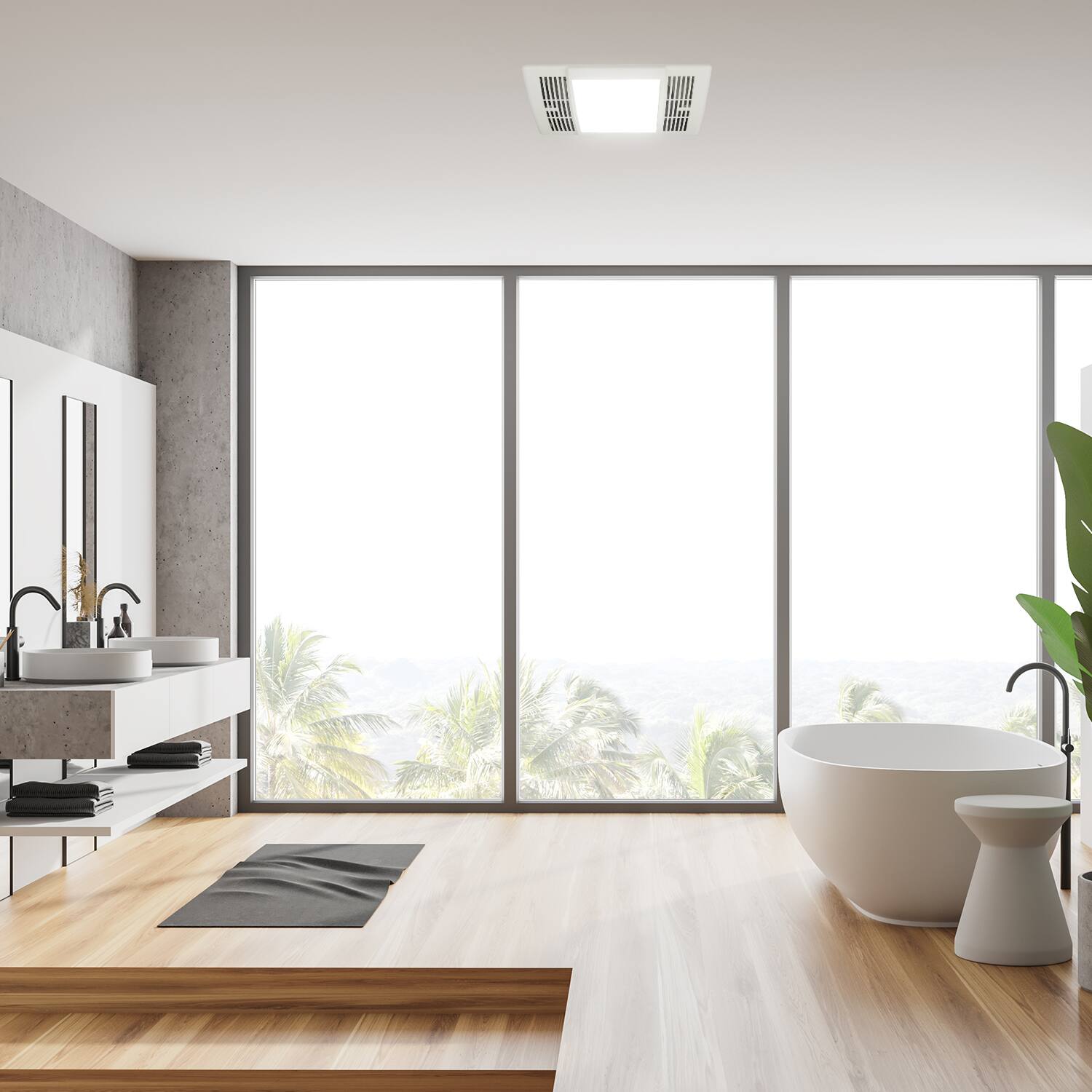 Alt View 4. Akicon - 90 CFM Ceiling Bathroom Exhaust Fan with LED Light - White.