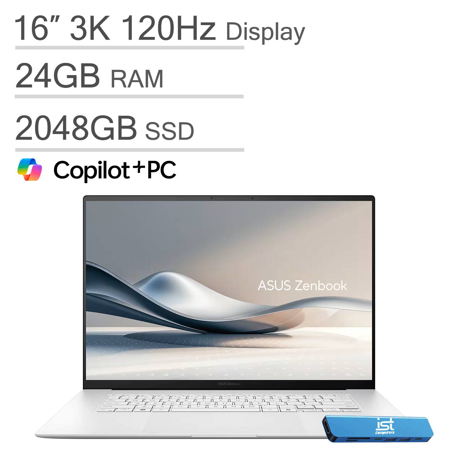 ASUS Upgraded Zenbook S 16 Laptop 16” 3K OLED Touchscreen Copilot+