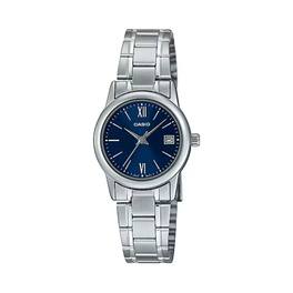 Casio - Women’s Blue Dial Stainless Steel Date Watch - LTP-V002D-2B3UDF - Silver