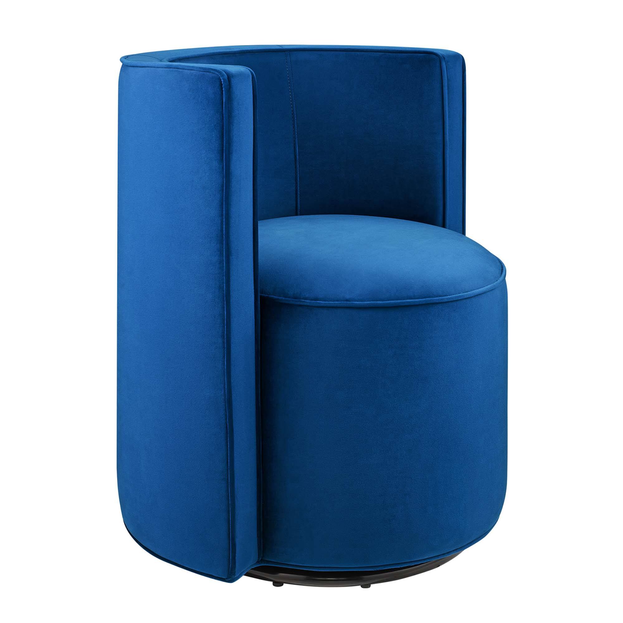Angle. Modway - Della Performance Velvet Fabric Swivel Chair by Modway - Navy.