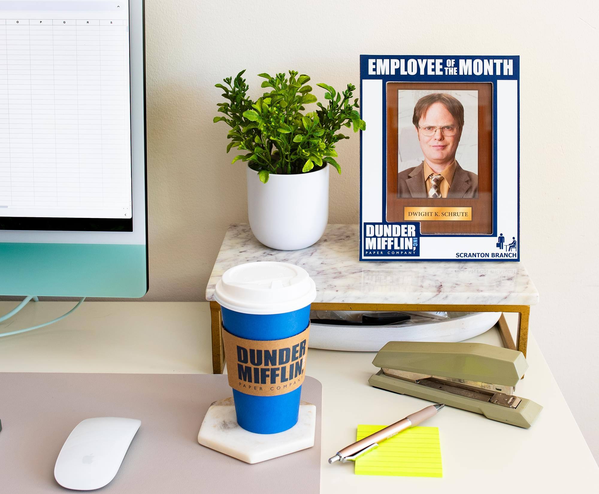 Employee of the Month  
Dwight K. Schrute  
Dunder Mifflin Paper Company  
Scranton Branch