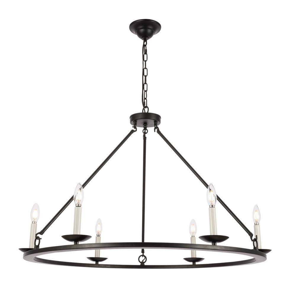 Alt View 7. Living District - Maine 6 light Black chandelier - Black.