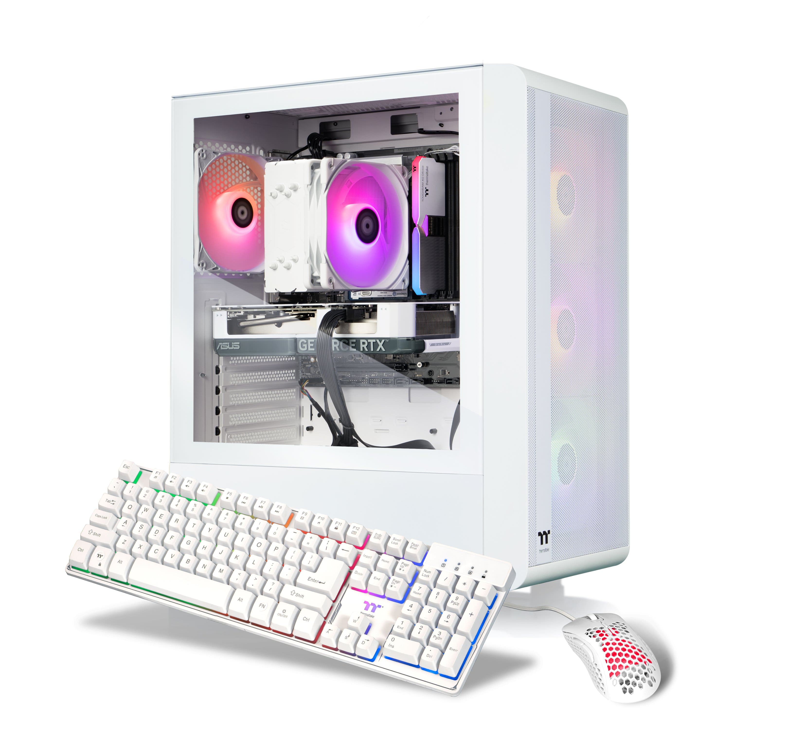 Thermaltake - LCGS Quartz i460 Gaming Desktop Intel Core i5-14400F-16GB DDR5 RAM, NVIDIA GeForce RTX 4060-1TB NVMe M.2 - White - Front_Zoom