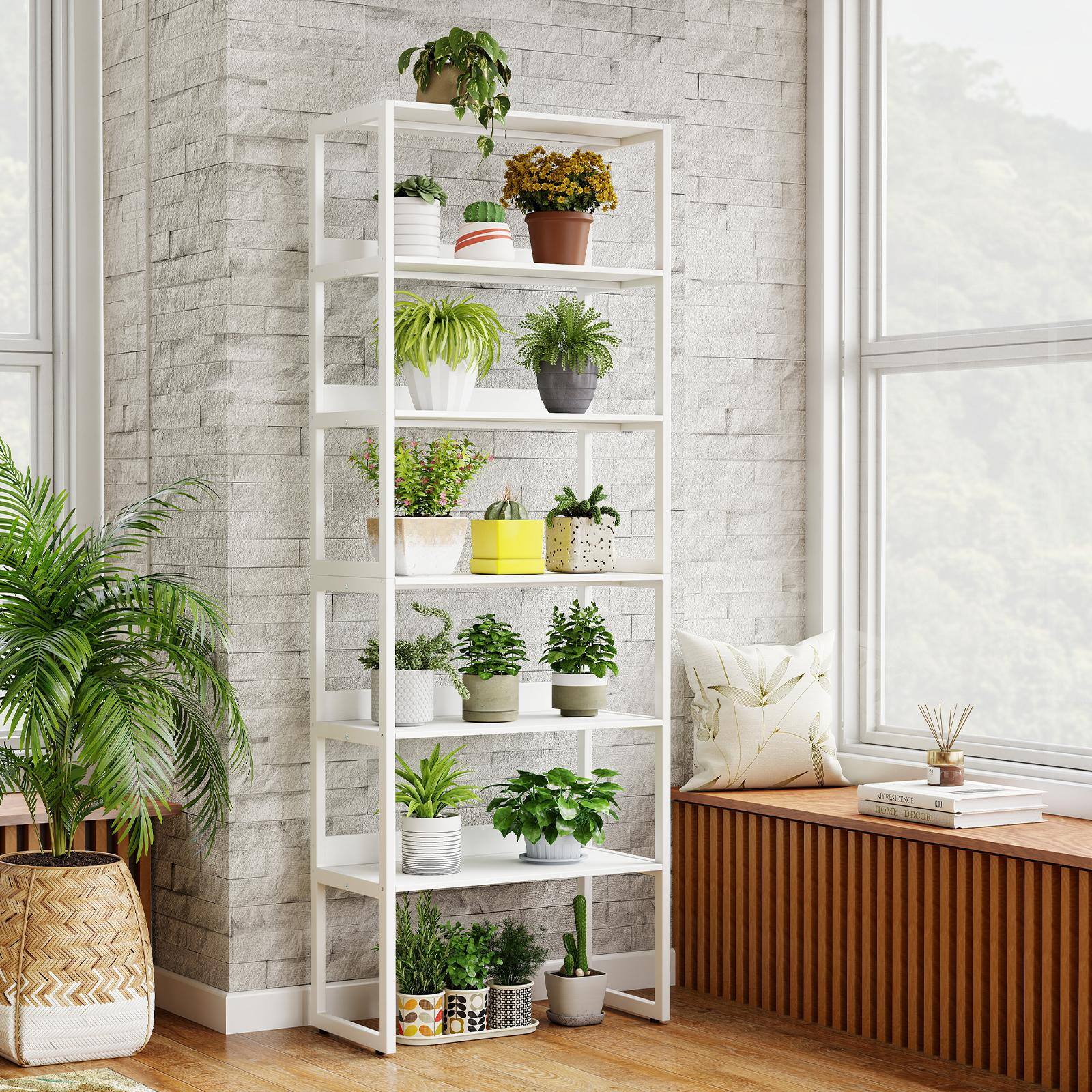 Alt View 4. Costway - Costway 6-Tier Book Shelf Detachable Display Shelves, Metal Frame & 4 Anti-Tipping Kits - White.