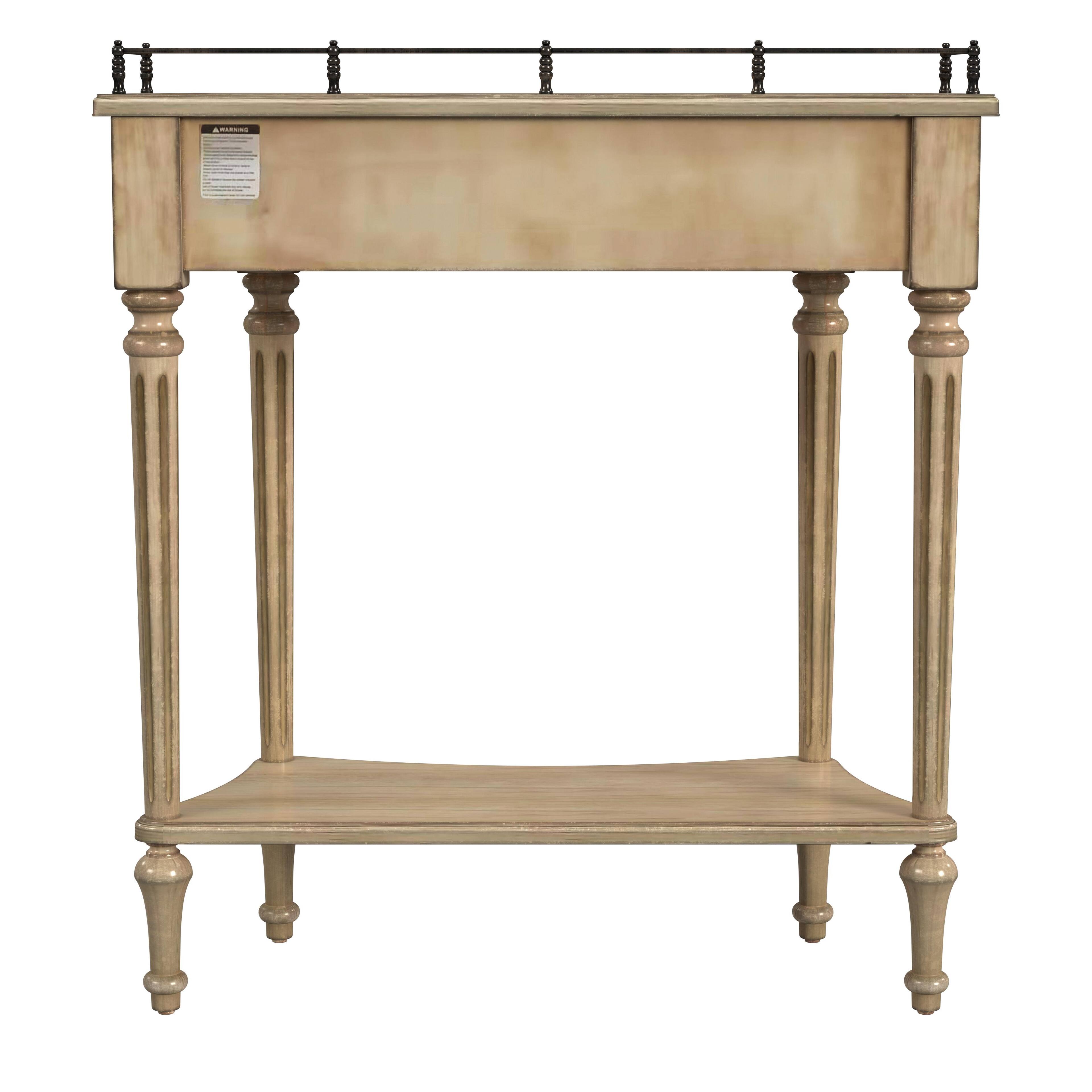 Alt View 3. Butler Specialty - Charleston 30 in. W Demilune Wood 1 Drawer Console Table with Lower Open Shelf - Beige.