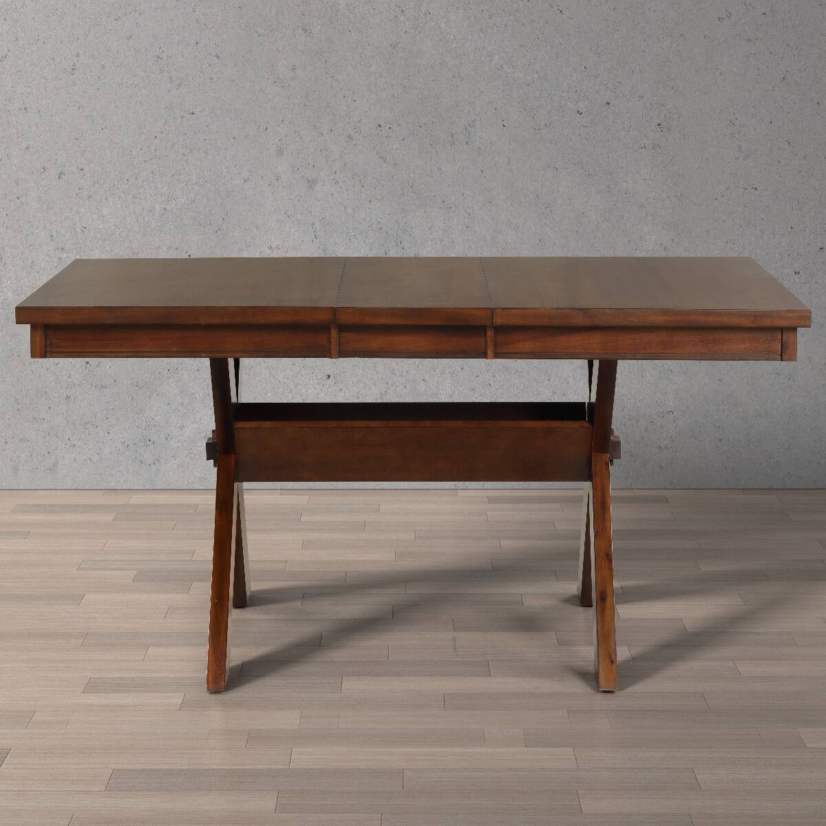 Left. Loheer - Loheer Extendable Dining Table, Dark Hazelnut Rectangular Wood Table with 18 Inch Leaf - Hazelnut.