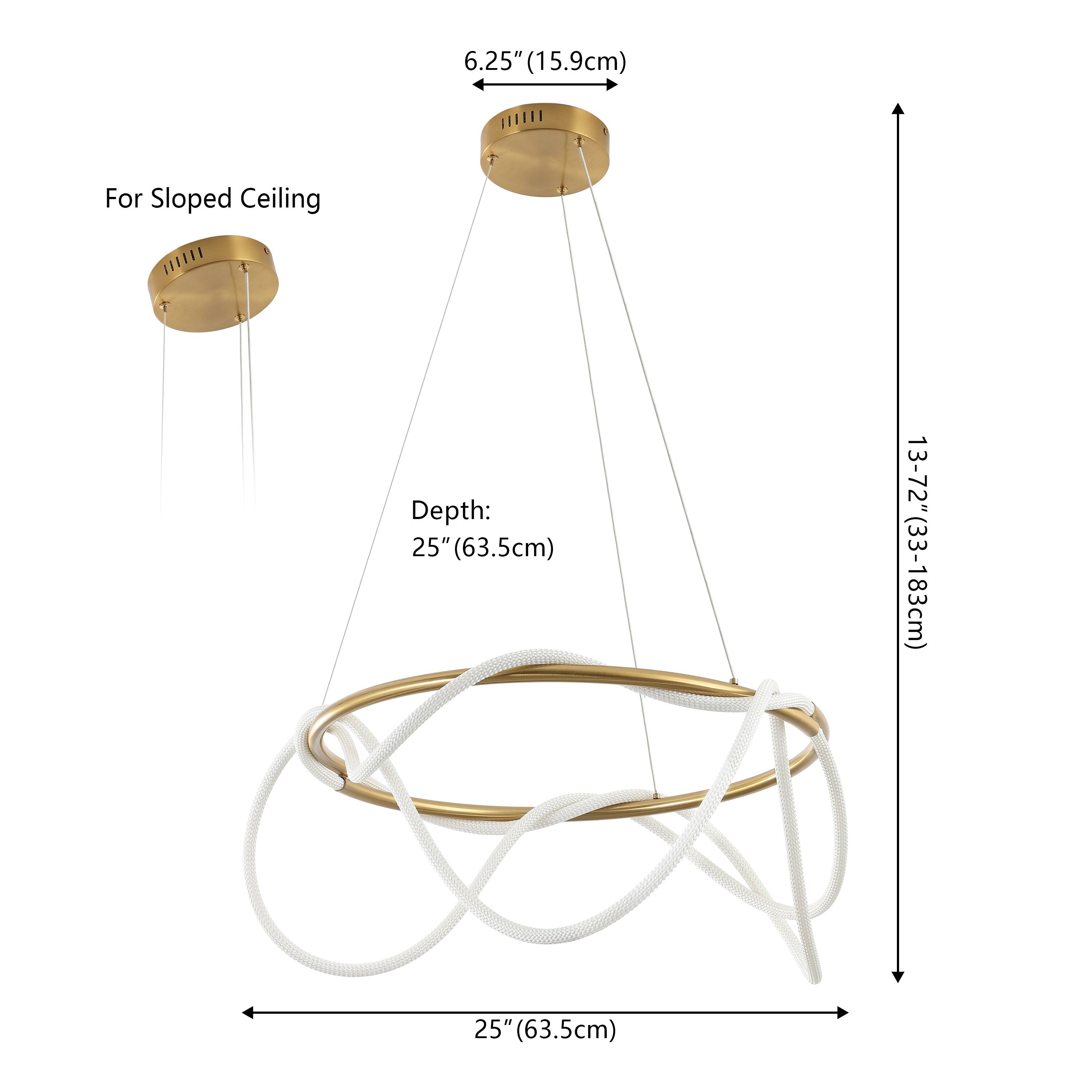 6.25" (15.9cm)  
For Sloped Ceiling  
Depth: 25" (63.5cm)  
13-72" (33-183cm)  
25" (63.5cm)