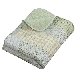 Barefoot Bungalow - Juniper Geometric Patterns and Classic Motifs Quilted Throw Blanket - 50x60" - Sage