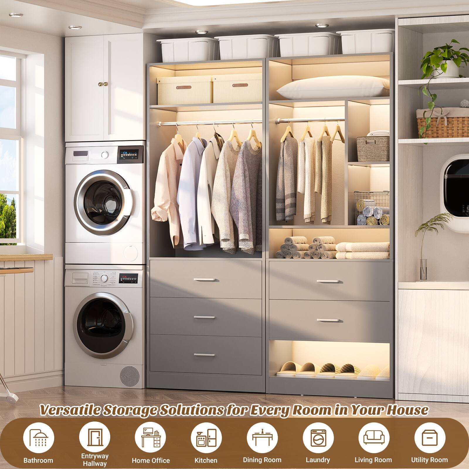 ERERIIX - Versatile Storage Solutions for Every Room in Your House  
Bathroom Entryway Hallway Home Office Kitchen Dining Room Laundry Living Room Utility Room