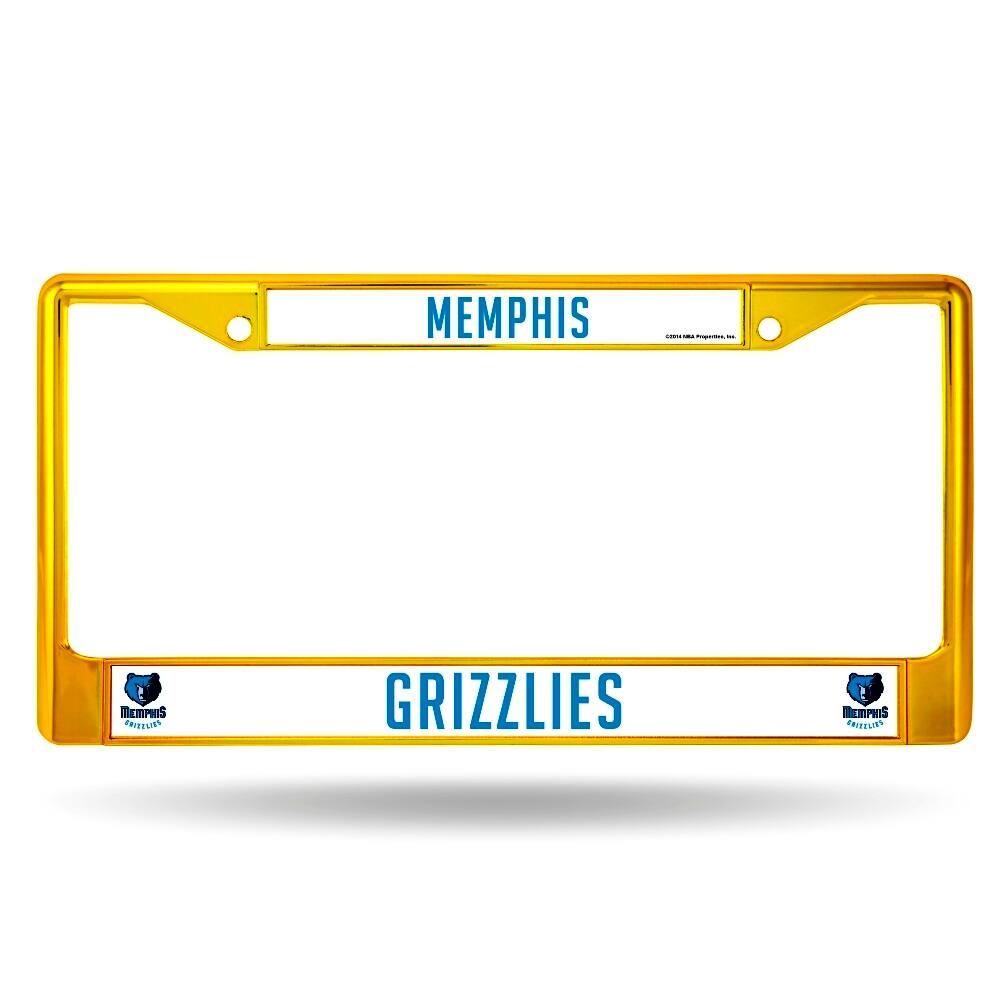 Memphis Grizzlies Chrome Metal (Yellow Painted) License Plate Frame