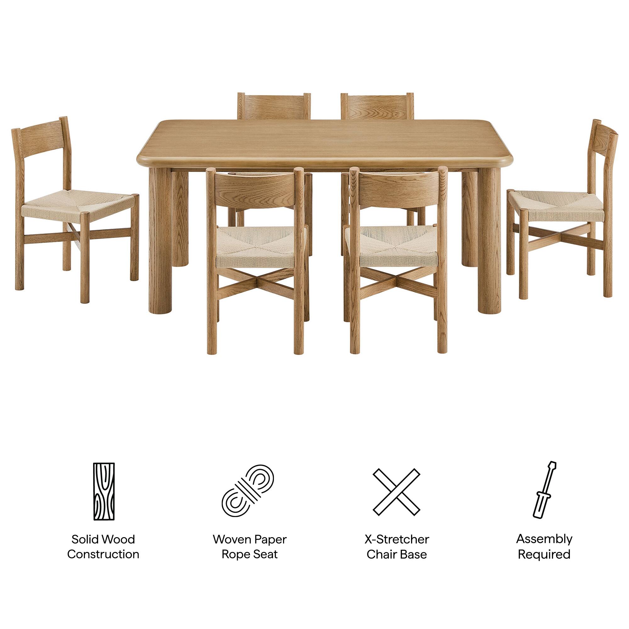 Solid Wood Construction  
Woven Paper Rope Seat  
X-Stretcher Chair Base  
Assembly Required