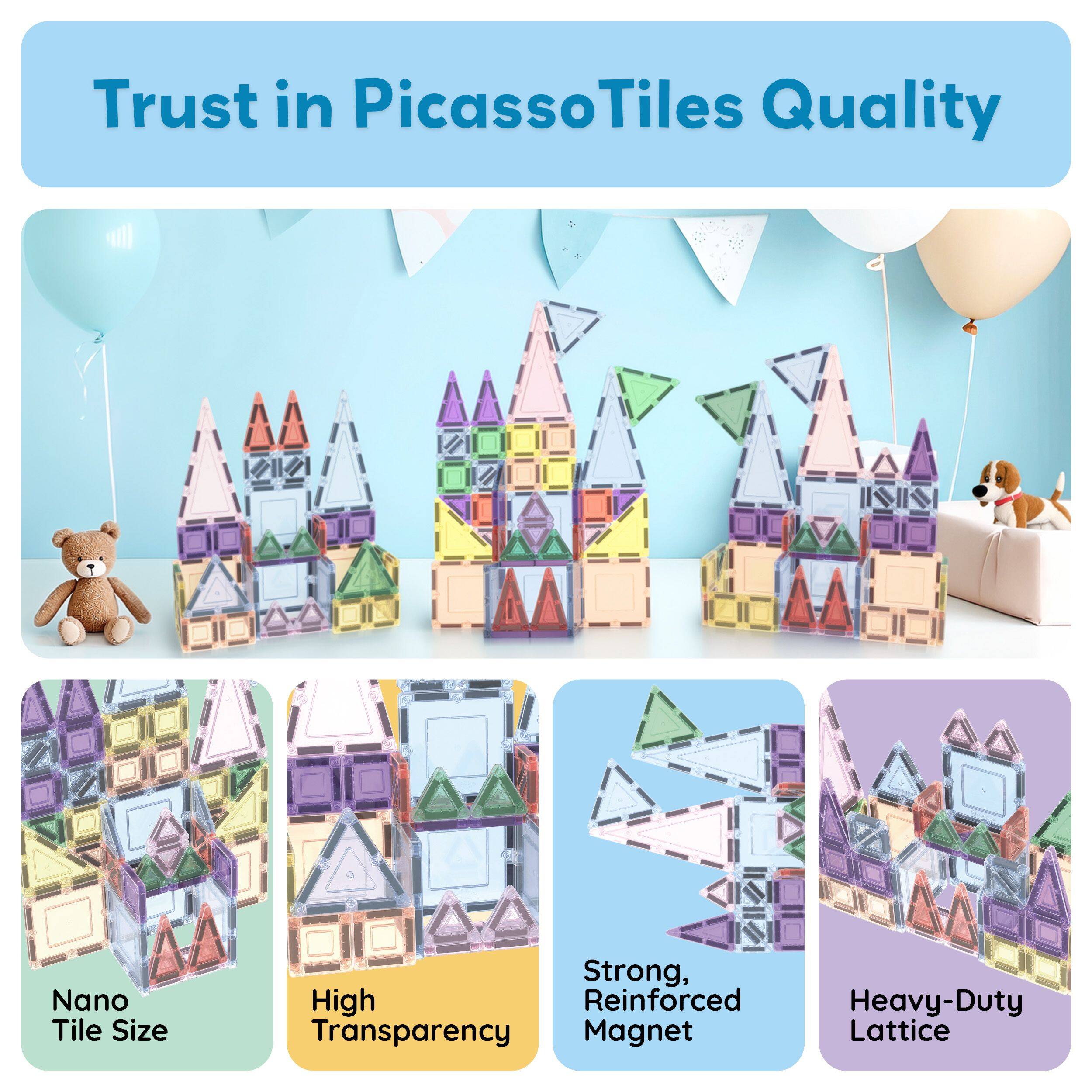 Trust in PicassoTiles Quality

- Nano Tile Size
- High Transparency
- Strong, Reinforced Magnet
- Heavy-Duty Lattice