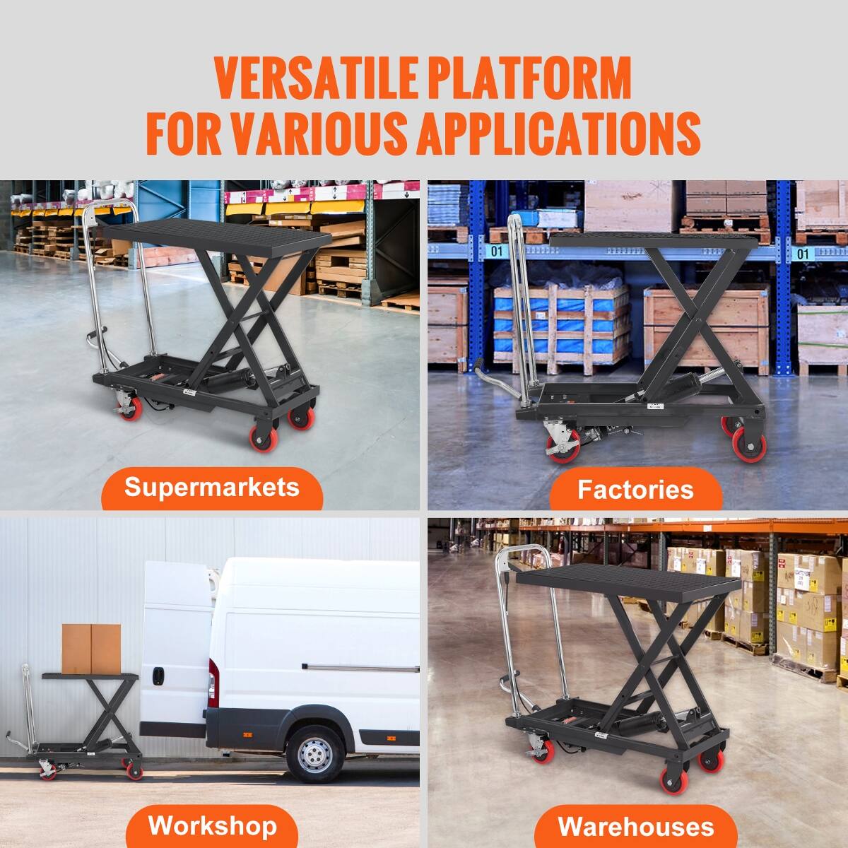 Ropilly Hydraulic Lift Table Cart, 500 lb Capacity Manual Single ...