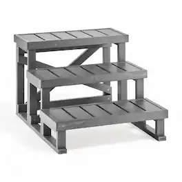 VEVOR - Hot Tub Steps 3-Step Spa Stairs 27.5 in Wide Step Ladder Outdoor,350 lbs Capacity,Sturdy HIPS Plastic,Non-Slip Foot Pads - Gray