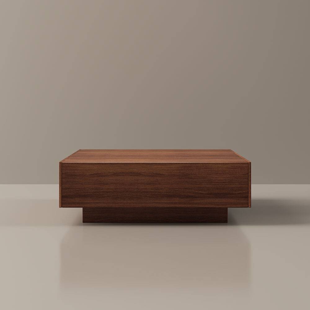 Alt View 8. POVISON - 39" Fully-assembled Square Wood Coffee Table Mid-Century Coffee Table with 2 Drawer for Living Room,  Brown - Walnut.