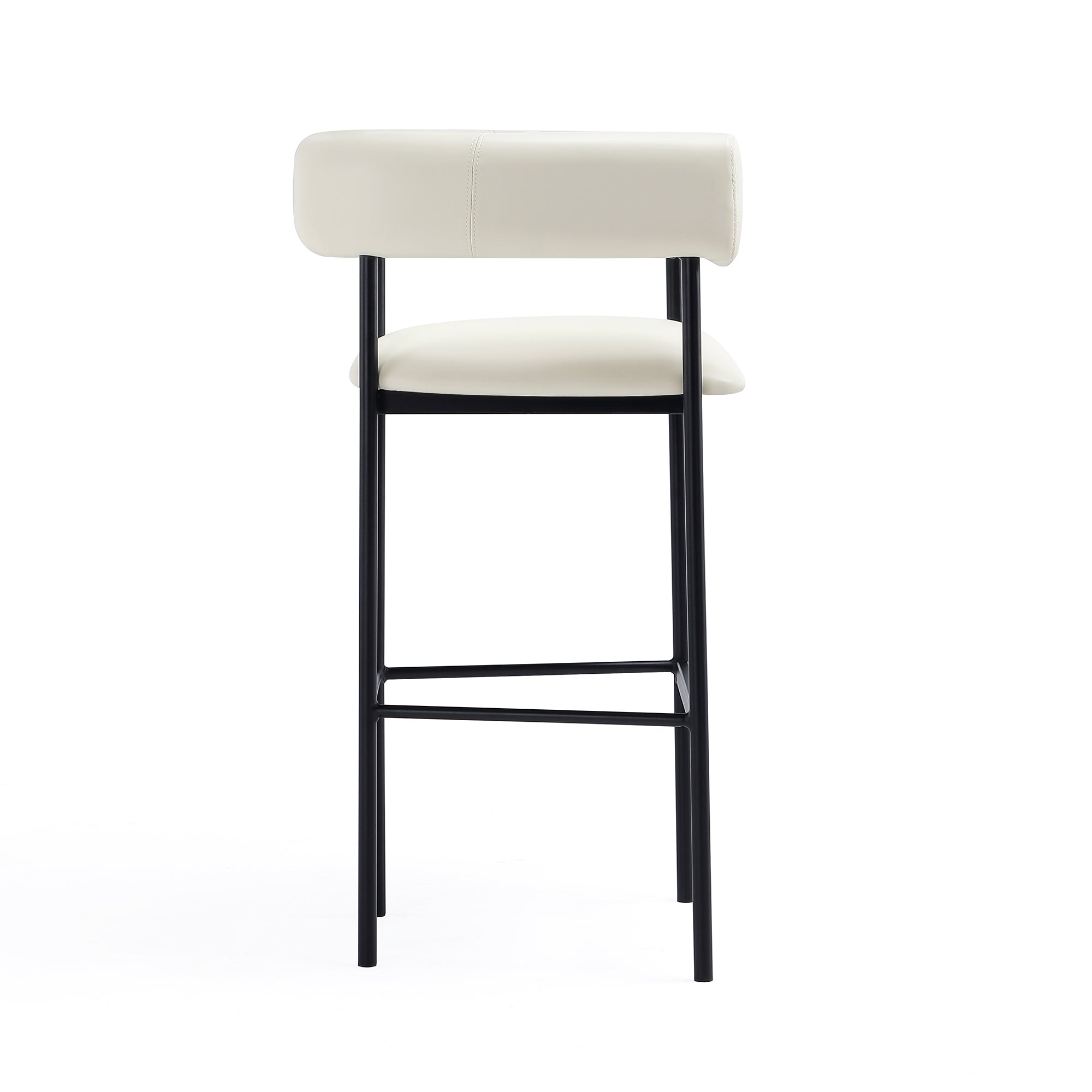 Alt View 3. Manhattan Comfort - Onda Contemporary Metal Upholstered Vegan Leather Barstool - Ivory.