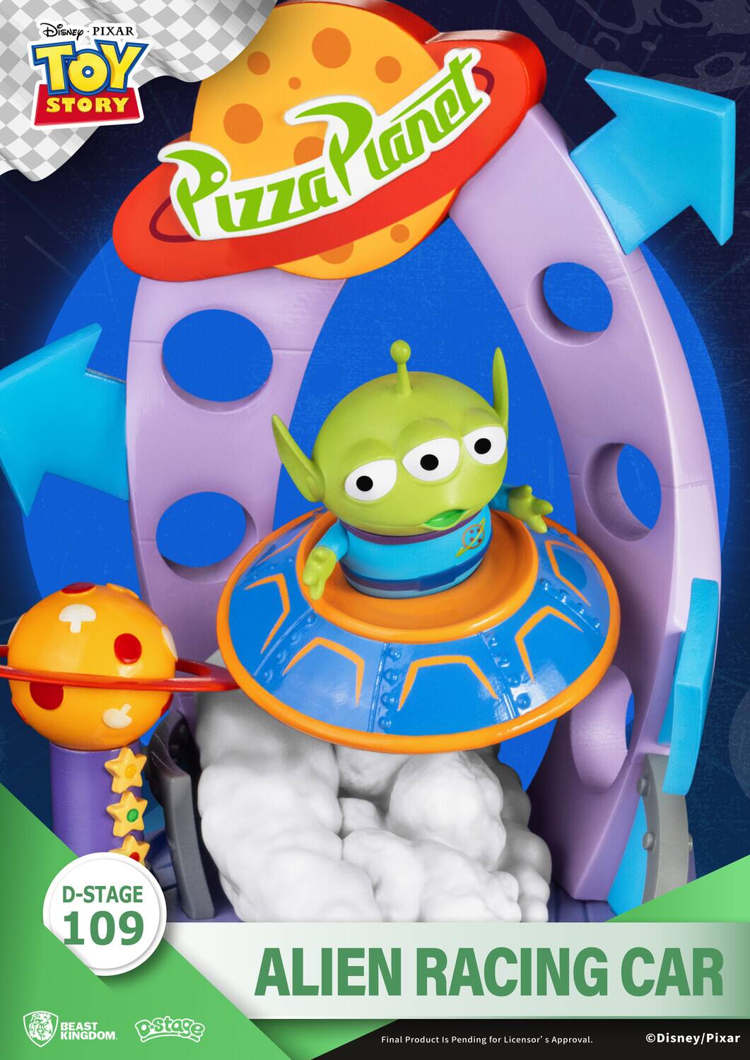 Disney PIXAR TOY STORY Pizza Planet D-STAGE 109 ALIEN RACING CAR. Final Product Is for Licensor 1 Disney/Pixar Pending Approval.