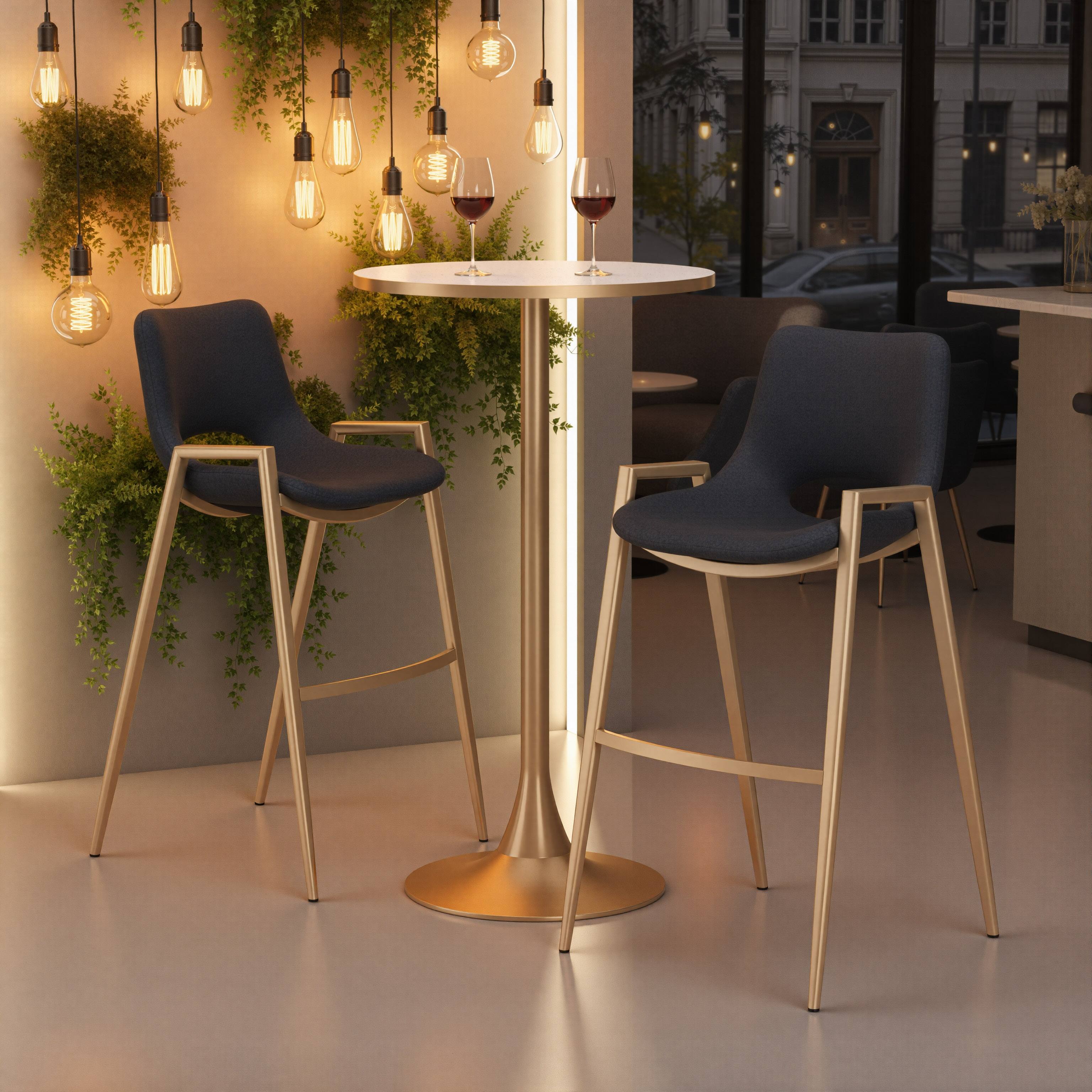 Angle. Hivvago - Desi Barstool (Set of 2) Black & Gold - Black & Gold.