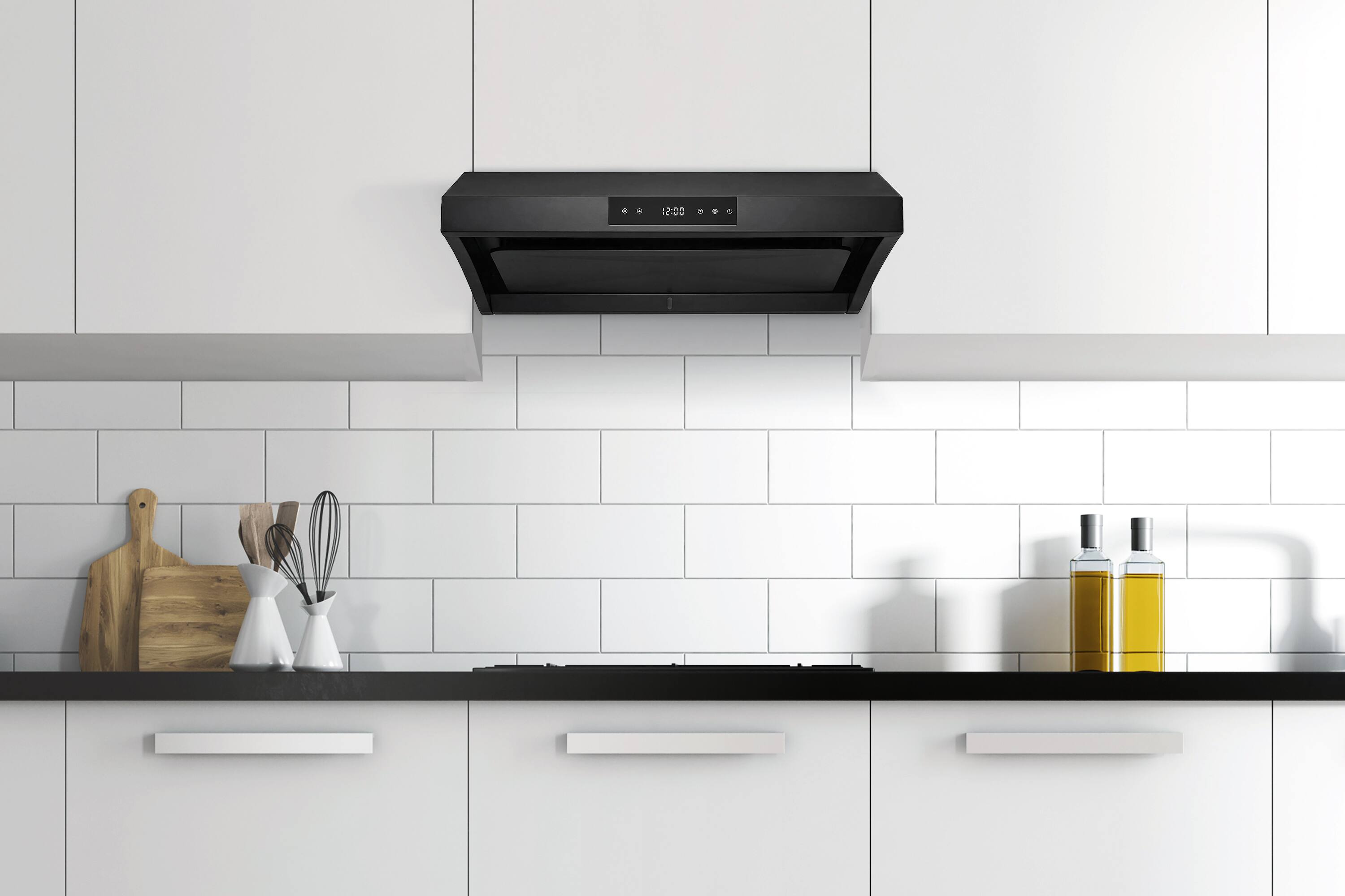Alt View 3. Hauslane - Hauslane UC-PS38 30-in Ducted Undercabinet Range Hood with Steam Clean - Black.