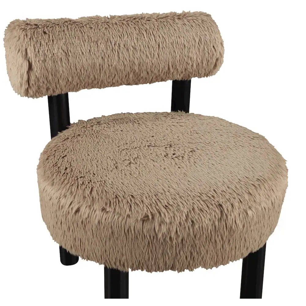 Alt View 3. Meridian Furniture - Ambre Tan Vegan Shearling Fabric Upholstered Accent Chair - Black.