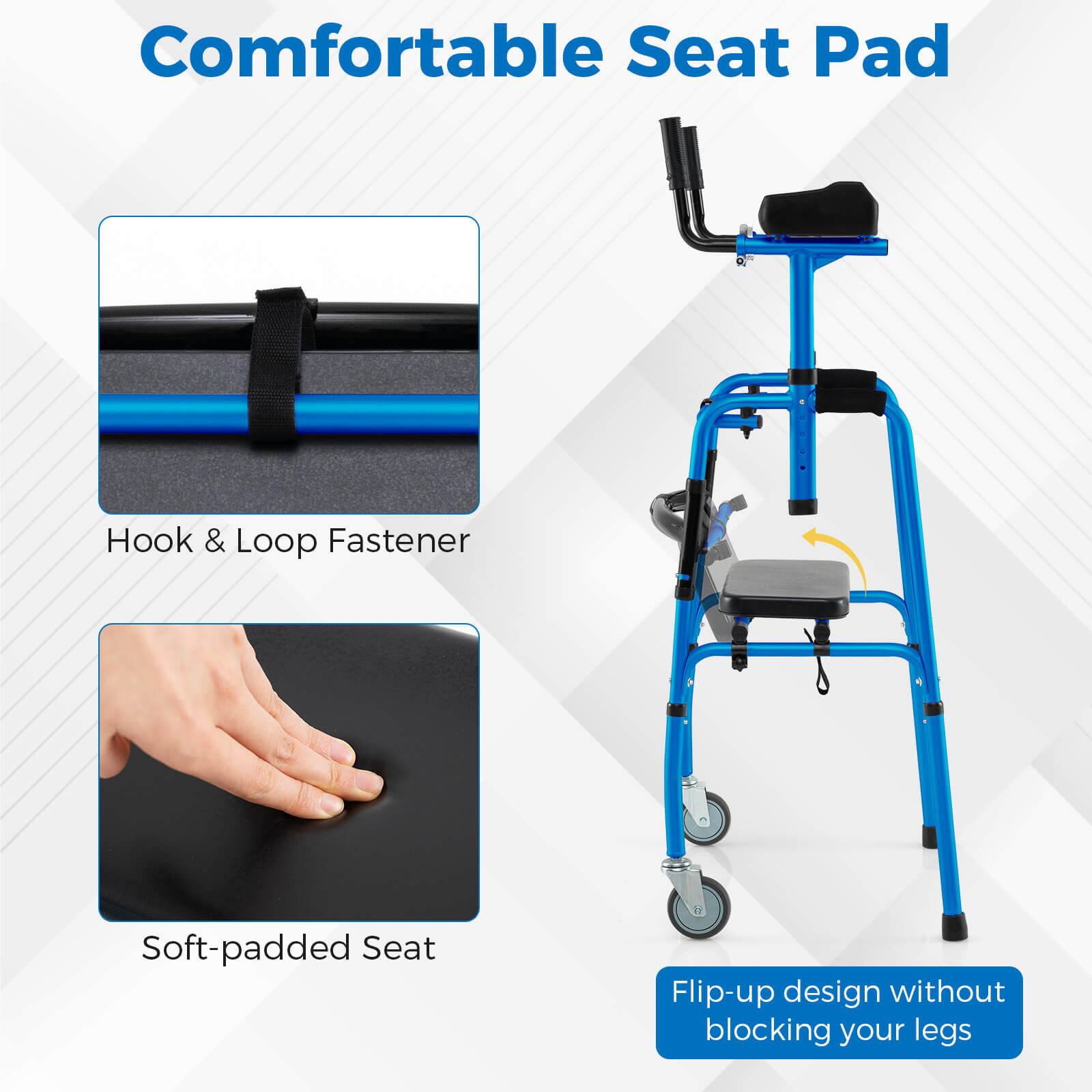 Comfortable Seat Pad, Hook & Loop Fastener, Soft-padded Seat, Flip-up design without blocking your legs