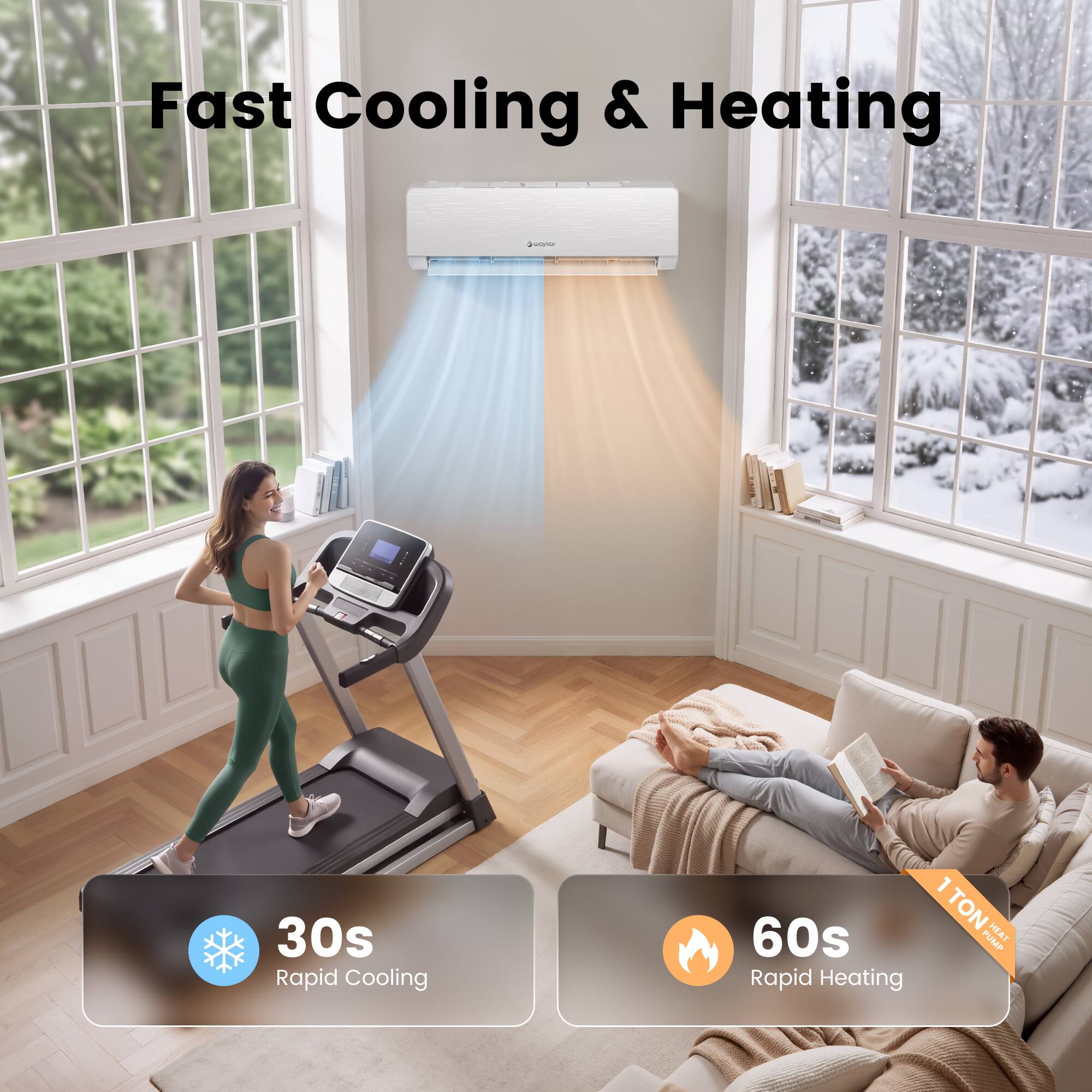 Fast Cooling & Heating  
30s Rapid Cooling  
60s Rapid Heating  
1 TON PUMP HEAT