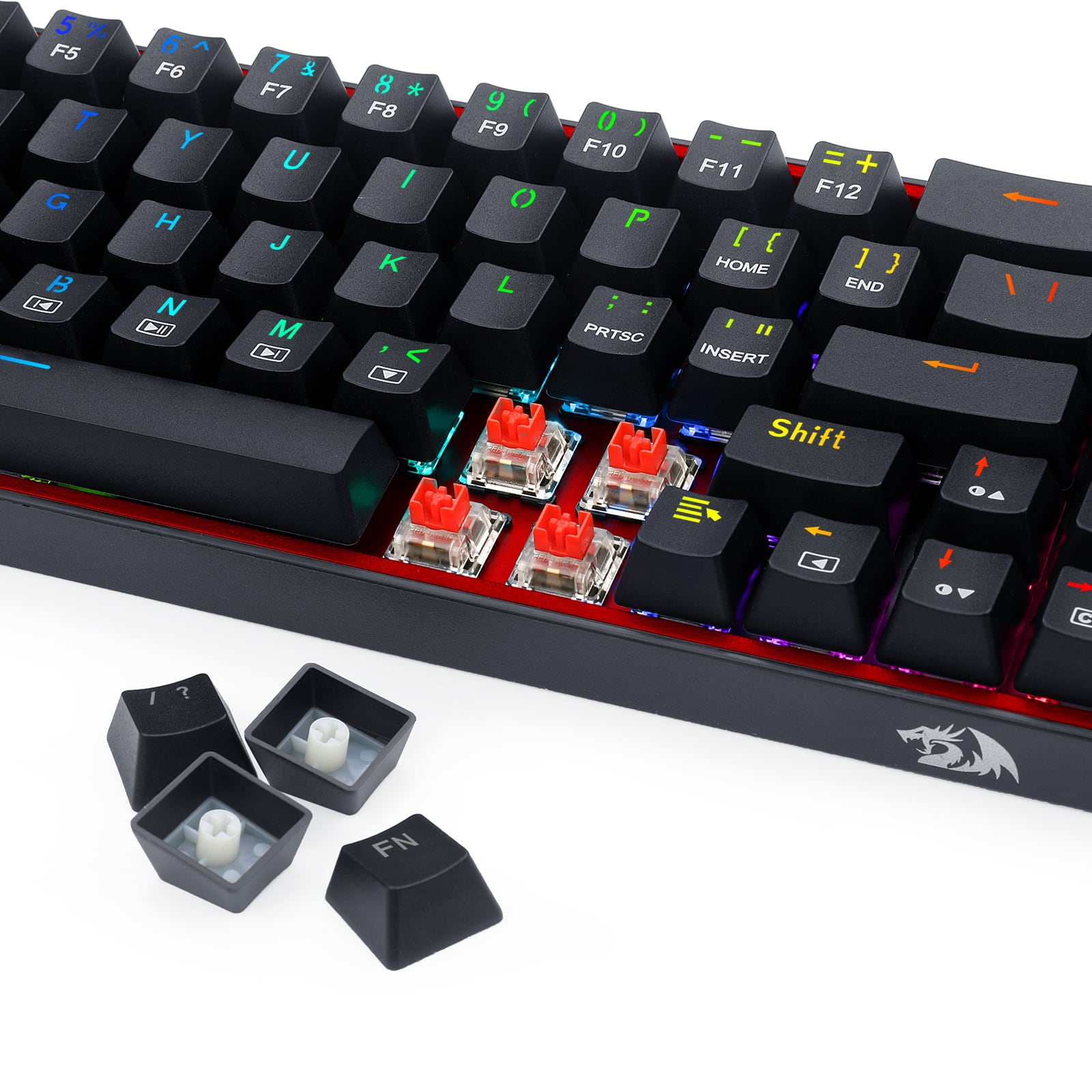 Alt View 14. REDRAGON - K631-RGB 65% Wired Mechanical Red Switch Gaming Keyboard with RGB Backlighting - Black.