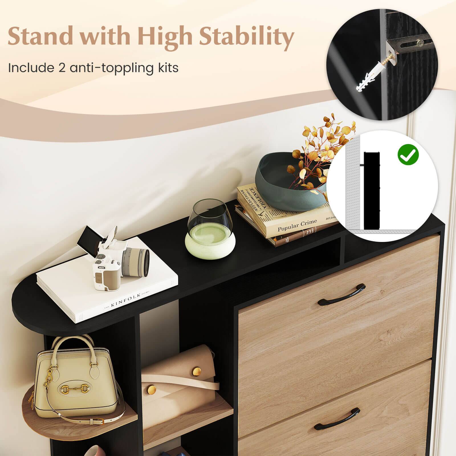Stand with High Stability  
Include 2 anti-toppling kits
