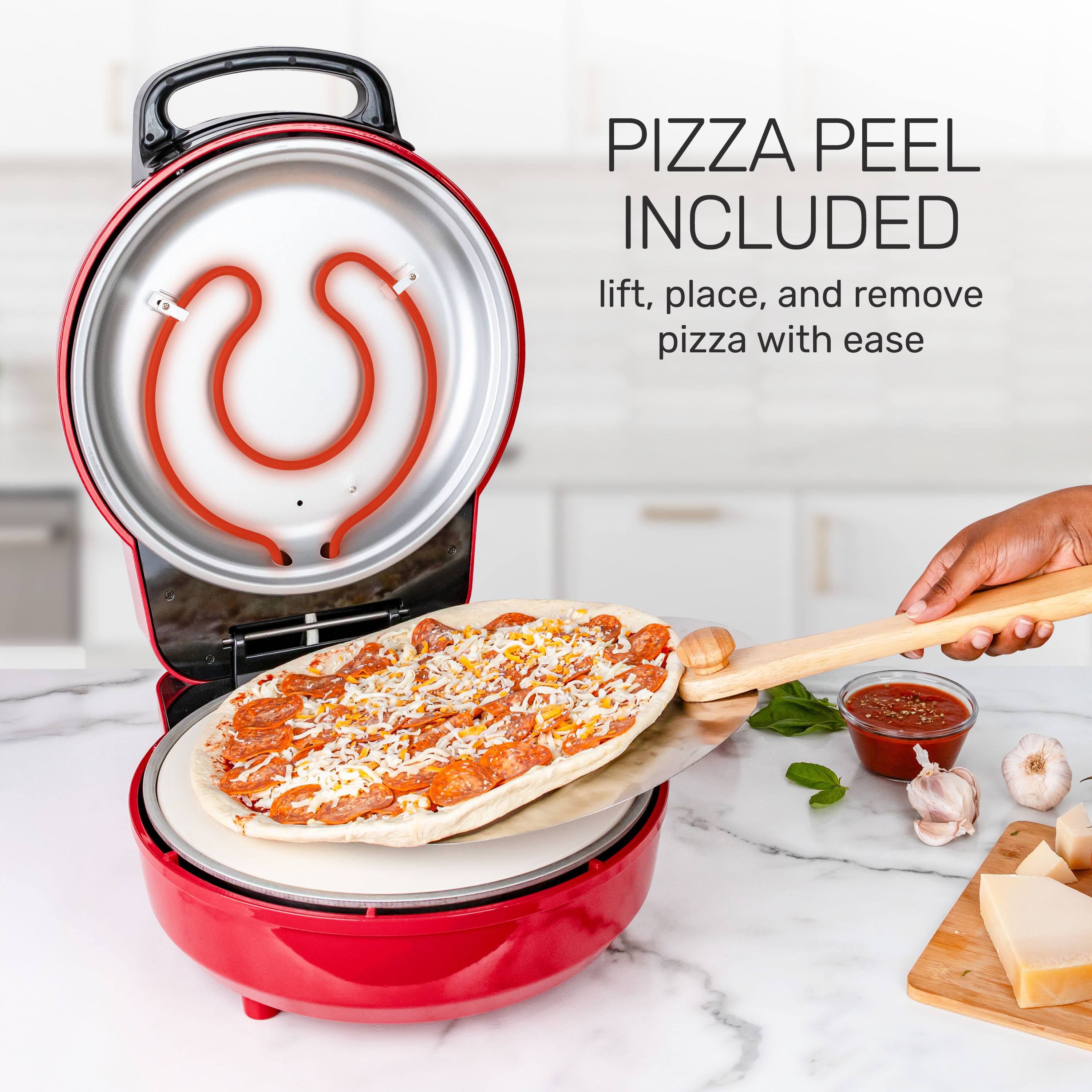 PIZZA PEEL INCLUDED  
lift, place, and remove pizza with ease