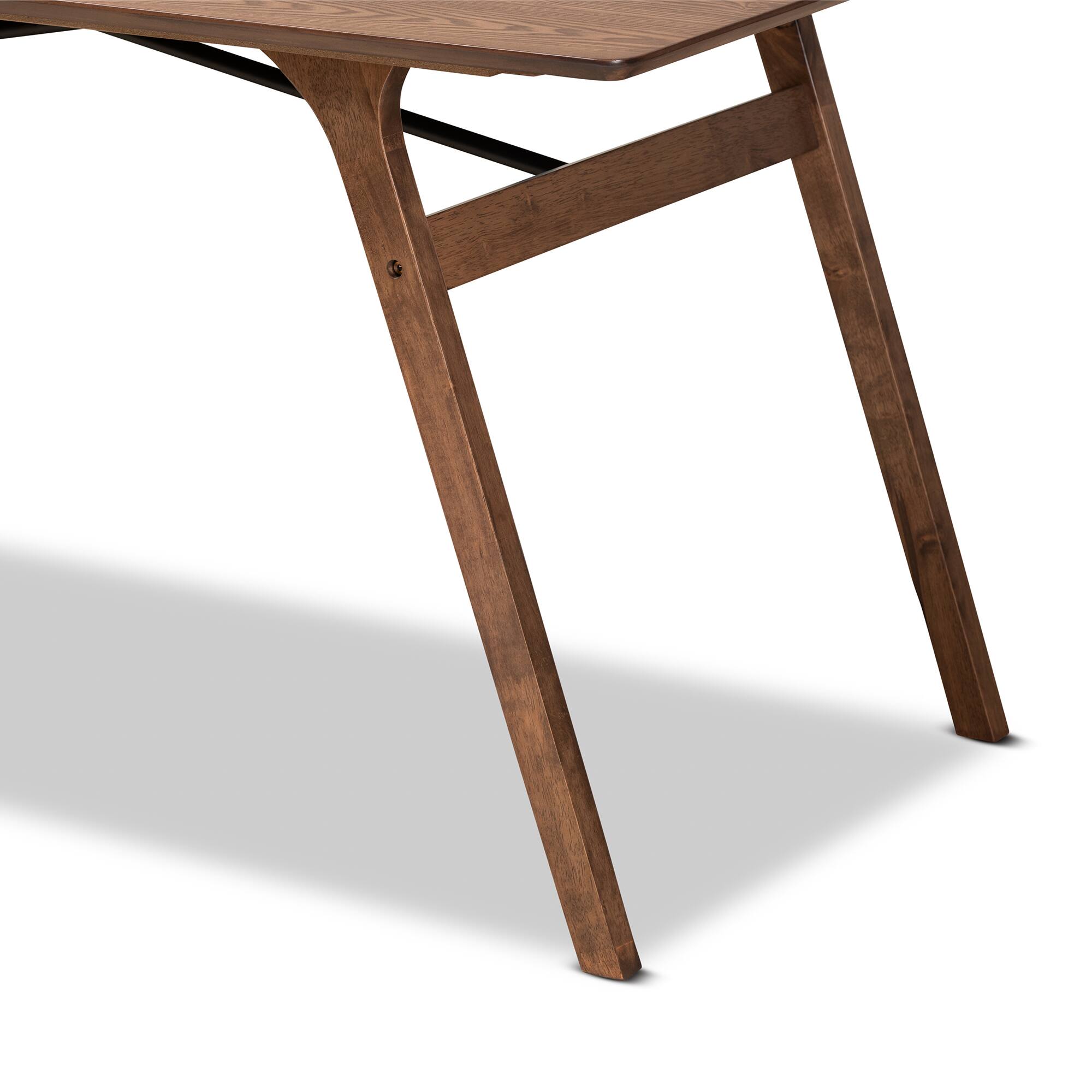 Alt View 1. Baxton Studio - Saxton Mid-Century Modern Transitional Finished Wood Dining Table - Walnut Brown/Black.