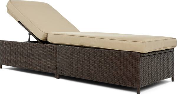 Back. Serta - Serta Laguna Outdoor Storage Chaise Lounge, Brown Wicker with Beige Cushions - Beige.
