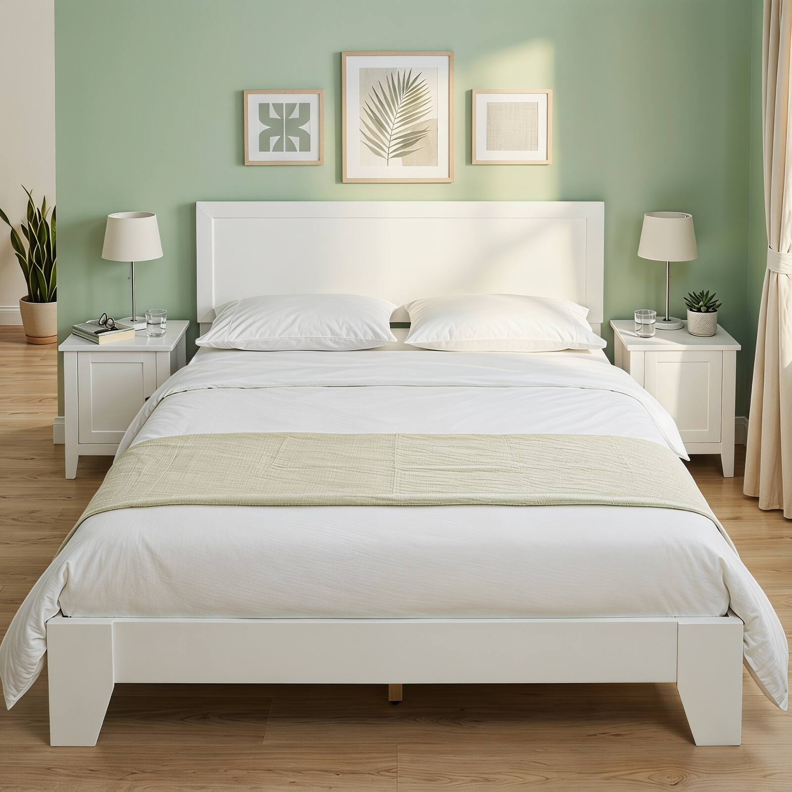 Alt View 3. Costway - Costway Queen Size Bed Frame, Modern Platform Bed with Headboard, Under-bed Storage Space - White.