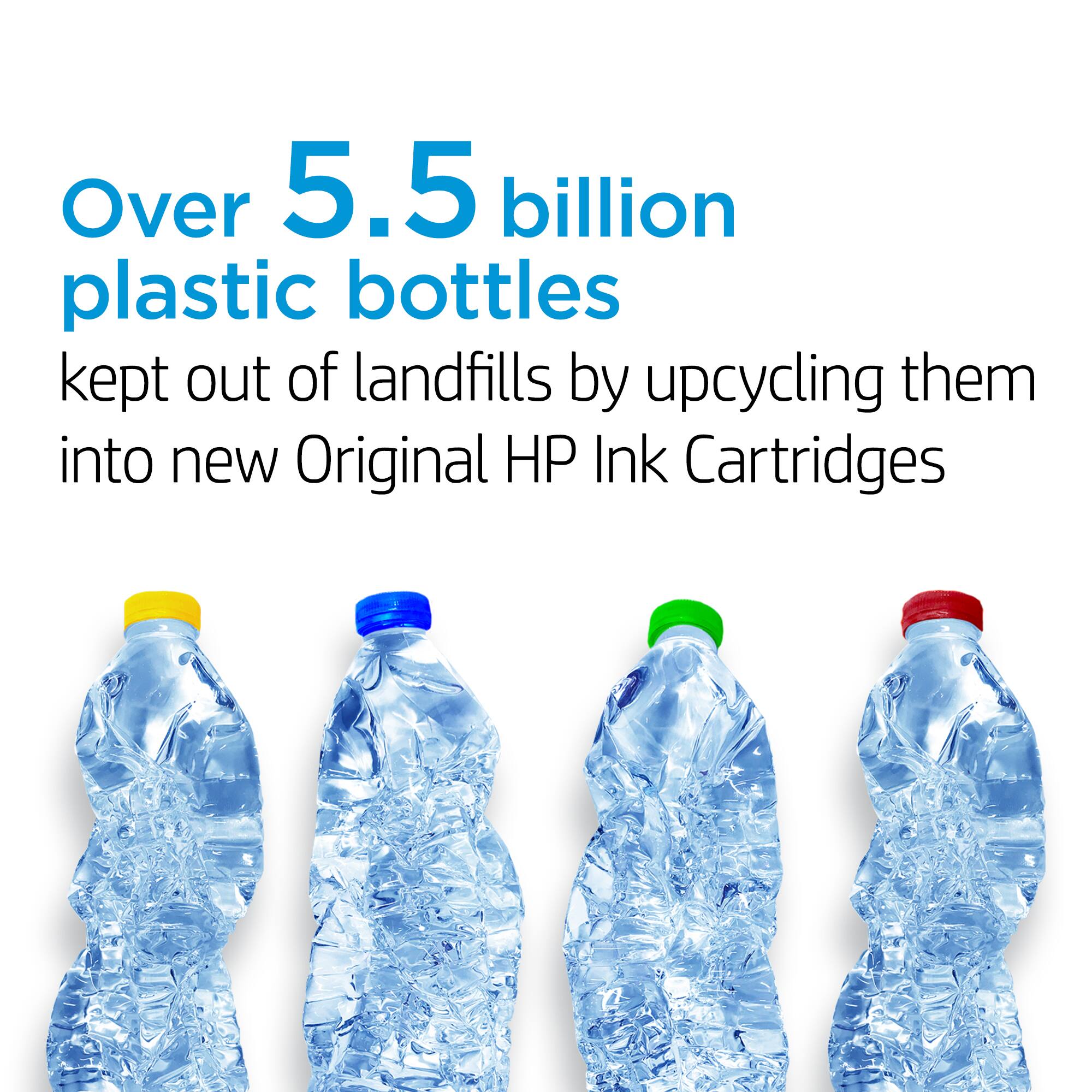 Over 5.5 billion plastic bottles are kept out of landfills by upcycling them into new Original HP Ink Cartridges.